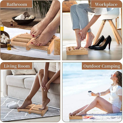 Wooden foot Massager Roller Plantar Fasciitis Relief Feet Pain Muscle Relaxation Massage Tools Dual 5 Row