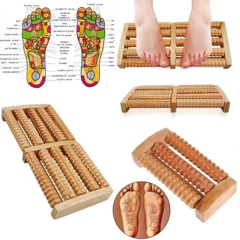 Wooden foot Massager Roller Plantar Fasciitis Relief Feet Pain Muscle Relaxation Massage Tools Dual 5 Row