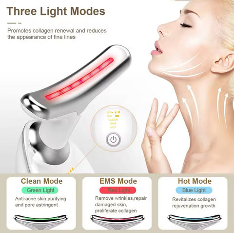Neck Lifting & Tightening Massager – EMS Microcurrent LED Face & Neck Beauty Device