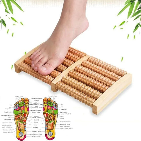 Wooden foot Massager Roller Plantar Fasciitis Relief Feet Pain Muscle Relaxation Massage Tools Dual 5 Row