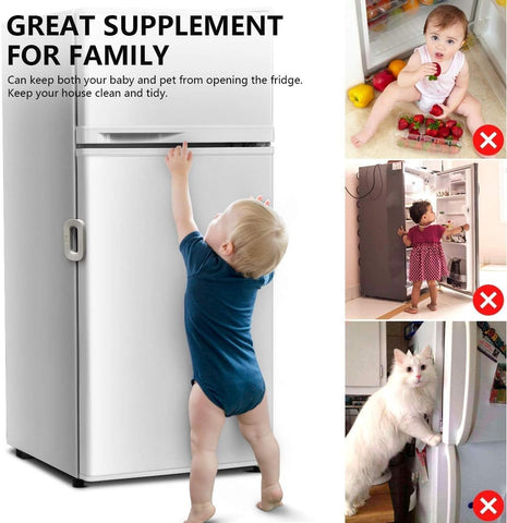 Child Safety Refrigerator Lock – Self Adhesive Fridge And Freezer Door Lock With Double Safety Button And Easy One Hand Operation